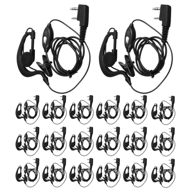 Main image of Mimorou 20 Pairs Two Way Radio Walkie Talkie Earpiece with Mic 2 Pin Bulk | 2 Pin, Microphone Earbud Single Wire Earhook Headset Compatible with Baofeng Uv-5r Bf-888s Arcshell Retevis H-777 Rt21 Rt22