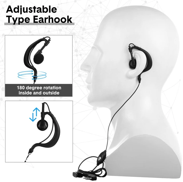 Alt view image 4 of 7 - Mimorou 20 Pairs Two Way Radio Walkie Talkie Earpiece with Mic 2 Pin Bulk | 2 Pin, Microphone Earbud Single Wire Earhook Headset Compatible with Baofeng Uv-5r Bf-888s Arcshell Retevis H-777 Rt21 Rt22