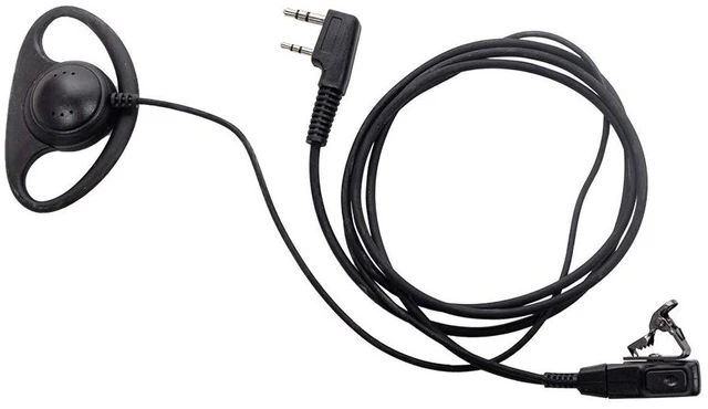 Alt view image 2 of 7 - Caroo D-Shape Earpiece Compatible with Kenwood TK-3107 10-Pack | walkie talkie headsets with PTT mic compatible with Kenwood NX-240 Baofeng BF-888S UV-82 2-pin