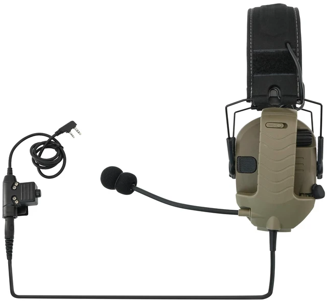 Alt view image 2 of 7 - TSVISIONCORE Microphone & PTT for Walker's Razor Noise Cancelling Headphones AirsoftTan