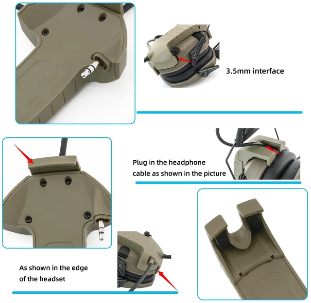 Alt view image 7 of 7 - TSVISIONCORE Microphone & PTT for Walker's Razor Noise Cancelling Headphones AirsoftTan