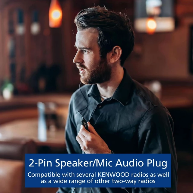 Alt view image 3 of 6 - Kenwood KHS-27A D-Ring Earhanger with a Clip Microphone, for High-Noise Environments, Compatible with ProTalk & FreeTalk Series Radios, Features an in-Line Push-to-Talk (PTT) Switch