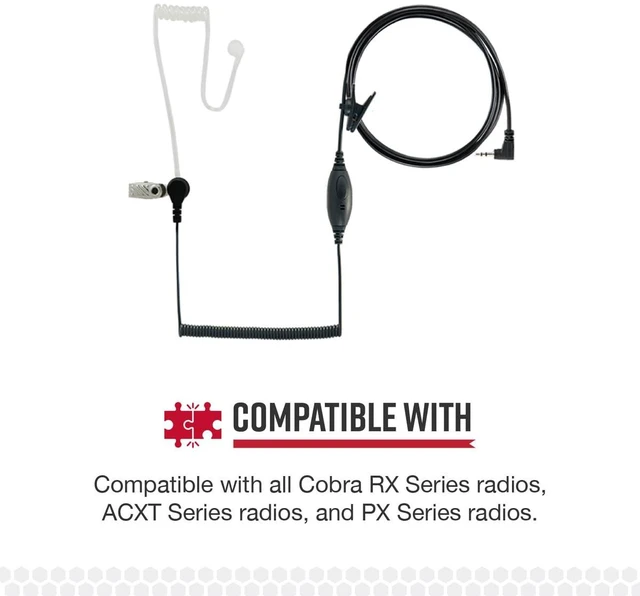 Alt view image 6 of 7 - Cobra GA-SV01 Surveillance Walkie Talkie Headset Microphone, Black | Compatible with all Cobra MicroTalk Two-Way Radios, Silicone Ear Tip