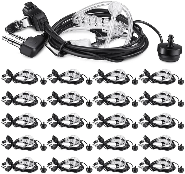 Main image of Leumoi 60 Pack Walkie Talkies Earpiece with Mic Radio | 2 Pin Acoustic Tube Headset Earpiece Compatible with Baofeng Uv-5r Retevis H-777 Rt1 Rt21 Rt22 Arcshell Ar-5 2 Way Radio