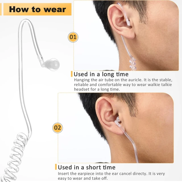 Alt view image 4 of 6 - Leumoi 60 Pack Walkie Talkies Earpiece with Mic Radio | 2 Pin Acoustic Tube Headset Earpiece Compatible with Baofeng Uv-5r Retevis H-777 Rt1 Rt21 Rt22 Arcshell Ar-5 2 Way Radio