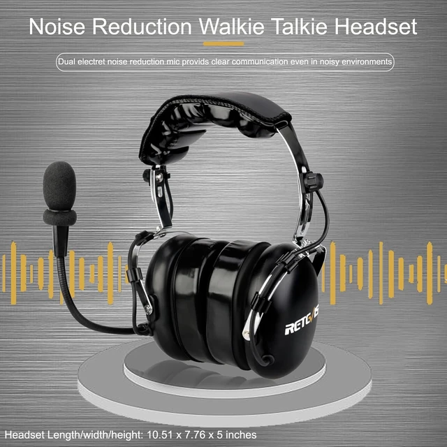 Alt view image 2 of 7 - Retevis Noise Reduction Radio Headset with Mic,Racing Headset,1 Pack | Elastic Metal Bracket,for RT21 RT68 RT86 RT22,Compatible with Baofeng UV-5R/5RM, Pxton Radio,2 Way Headset Communication