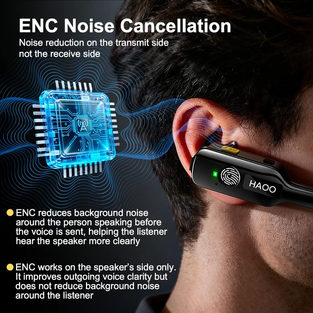 Alt view image 3 of 7 - Wireless Mini Walkie Talkies, ENC Noise Cancellation, Touch-to-Talk, 3 Pack | Wearable Two Way Radios with Ear-Hook for Short Range, Indoor, Restaurants, Retail Stores, Adults & Team Use