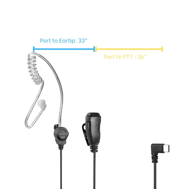 Alt view image 5 of 7 - VOICEPING PTT Earpiece USB C - Earbuds with PTT Button and Mic (for Teams, Zello, and Other Walkie Talkie Apps on Android/iOS Smartphones)