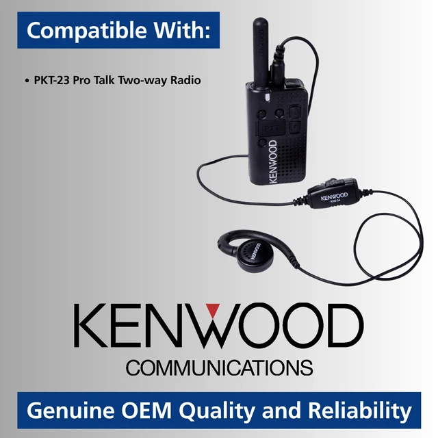 Alt view image 6 of 6 - Kenwood KHS-34 Walkie Talkie Earpiece with Mic, C-Ring Ear Piece for Walkie-Talkie, in-Line PTT Switch, Compatible with ProTalk PKT-23 Portable Radios