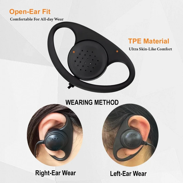 Alt view image 3 of 7 - CENMIGO D-Type Walkie Talkie Earpiece with PTT Mic Headset, 6 Pcs | Accessories