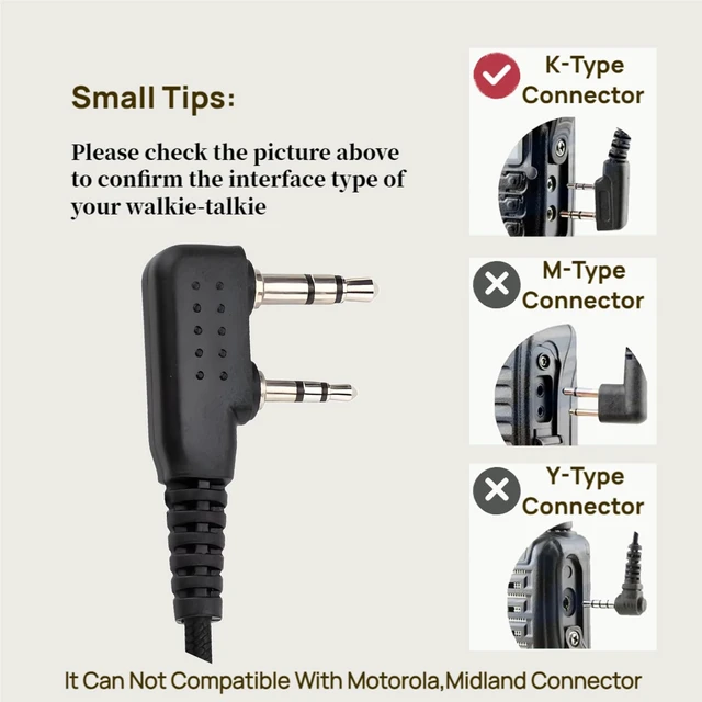Alt view image 6 of 7 - CENMIGO D-Type Walkie Talkie Earpiece with PTT Mic Headset, 6 Pcs | Accessories