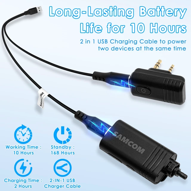 Alt view image 3 of 7 - SAMCOM BTEAR01 Wireless Earpiece with Clear Airtube Tube 2 Pin Dongle for Two-Way Radios, FPCN30A/FPCN10A Wireless Headset Earphone with Mic 2-Pin K Plug, Radio NOT Included