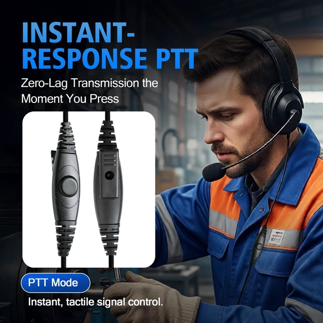 Alt view image 3 of 7 - WODASEN UV-5R Single Side Noise Cancelling Radio Headset Overhead Cancellation Headphone with Boom Mic for Baofeng BF-F8HP BF-888S AR-152 UV-82HP Archsell AR-5 Kenwood Retevis RT21 RT27 Walkie Talkie