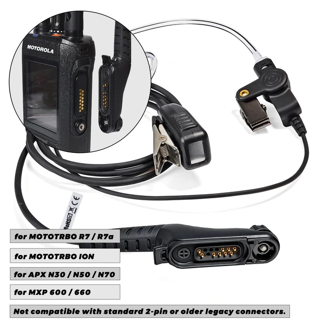 Alt view image 2 of 7 - TWAYRDIO Radio Earpiece Headset Mic for Motorola MOTOTRBO R7 APX N70 MXP600 | Two-Way Radios Surveillance Ear Piece with Covert Acoustic Tube, PTT Microphone, for Security Police Law Enforcement