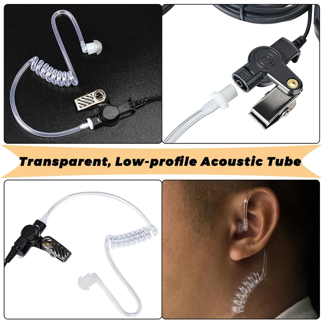 Alt view image 3 of 7 - TWAYRDIO Radio Earpiece Headset Mic for Motorola MOTOTRBO R7 APX N70 MXP600 | Two-Way Radios Surveillance Ear Piece with Covert Acoustic Tube, PTT Microphone, for Security Police Law Enforcement