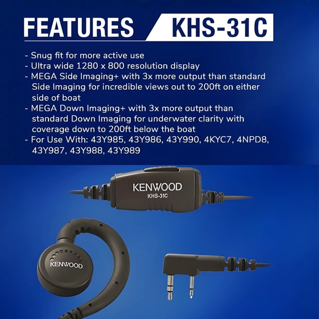 Alt view image 3 of 7 - KENWOOD KHS-31C C-Ring Walkie Talkie Earpiece with Mic with PTT & Clip Microphone, Durable & Lightweight, Long Cable, VOX Compatible, Supports KENWOOD ProTalk, FreeTalk & 2-Pin Connector Radios