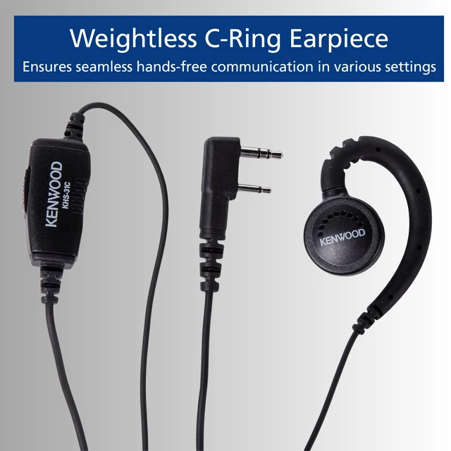 Alt view image 5 of 7 - KENWOOD KHS-31C C-Ring Walkie Talkie Earpiece with Mic with PTT & Clip Microphone, Durable & Lightweight, Long Cable, VOX Compatible, Supports KENWOOD ProTalk, FreeTalk & 2-Pin Connector Radios