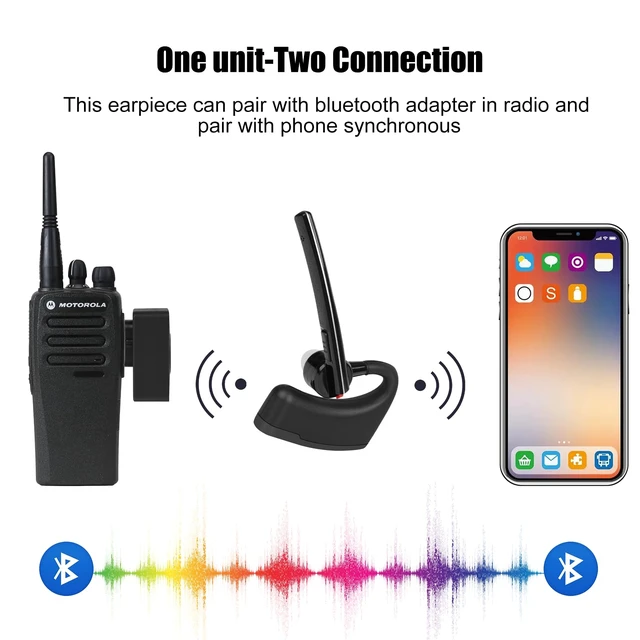 Alt view image 3 of 7 - Bluetooth Earpiece Headset with PTT MIC for Motorola CP200 CP200D CP185 CLS1410 CLS1110 BRP40 DTR650 RDU2020 RDU4100 RDU4160D RDU2080D Yaesu FT-4XR FT-4VR FT-65R FT-25R Handheld Walkie-Talkie
