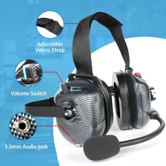 Alt view image 5 of 6 - R SPIDER WIRELESS Behind-the-Head Racing Headset with 2-Pin Cord Cable | Carbon Fiber Material with Volume Control Knob, 3.5mm Input Jack for Kenwood & BaoFeng Radios