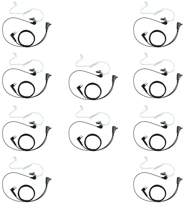 Main image of Klykon 2 Pin Covert Acoustic Tube Earpiece Headset with Mic PTT for Motorola cls1110 cp200 cls1410 cp185 cp200d rdm2070d walkie Talkie 2 Way Radio(10 Packs)