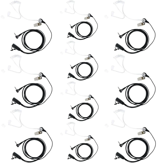 Main image of HEOPBIRD Acoustic Tube Earpiece 10-Pack Compatible with MH230R MR350R | Surveillance Headset, Covert, PTT Mic, Comfort, Hands-Free, Lightweight, 2.5mm, Metal Clip, Walkie Talkie, T200 T460 T800