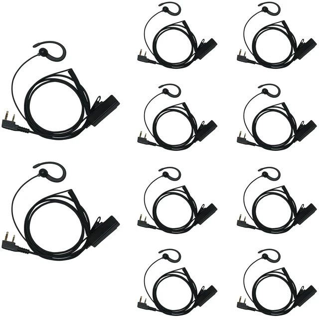 Main image of 10 Pack Walkie Talkie Earpiece Headset with MIC PTT C-Shape | Compatible with Baofeng UV-5R BF-888S BF-F8HP BF-F9 Kenwood TK-2107 TK-3107 H777 RT7 RT21 Two Way Radios