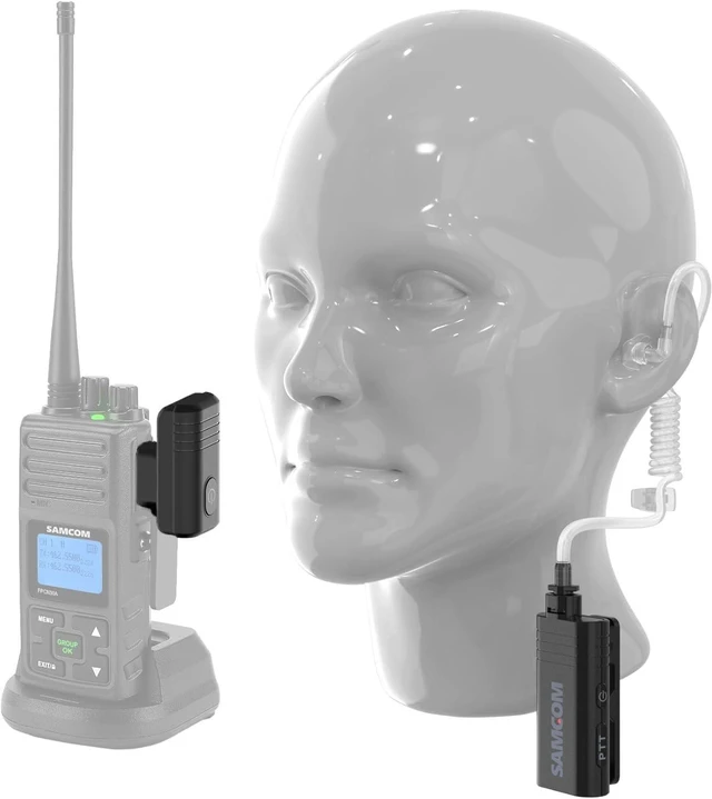 Main image of SAMCOM BTEAR01 Wireless Headset Earpiece Ear piece Clear Acoustic Tube | with PTT Microphone Mic 2 Pin Dongle 10 Working Hours for K plug FPCN30A/FPCN10A Radios,Radios Not Include