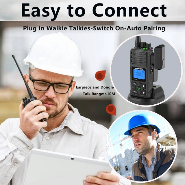 Alt view image 6 of 7 - SAMCOM BTEAR01 Wireless Headset Earpiece Ear piece Clear Acoustic Tube | with PTT Microphone Mic 2 Pin Dongle 10 Working Hours for K plug FPCN30A/FPCN10A Radios,Radios Not Include
