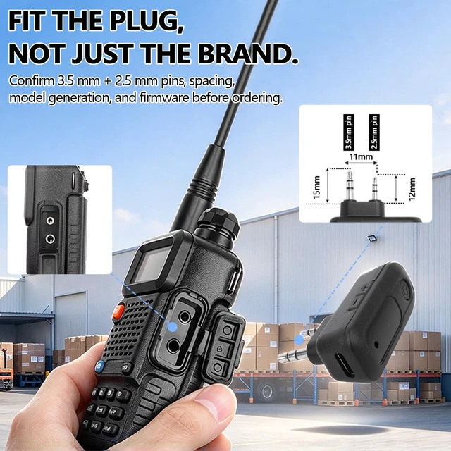 Alt view image 5 of 7 - Q2L Wireless Speaker Mic + BL-2 Programmer for 2-Pin-K-Port Radio | Make 2-pin K Port Walkie Talkies Wireless:Bluetooth PTT Speaker MIC,Magnetic Clip,IP67,USB-C,1200mAh Battery,APP Programming