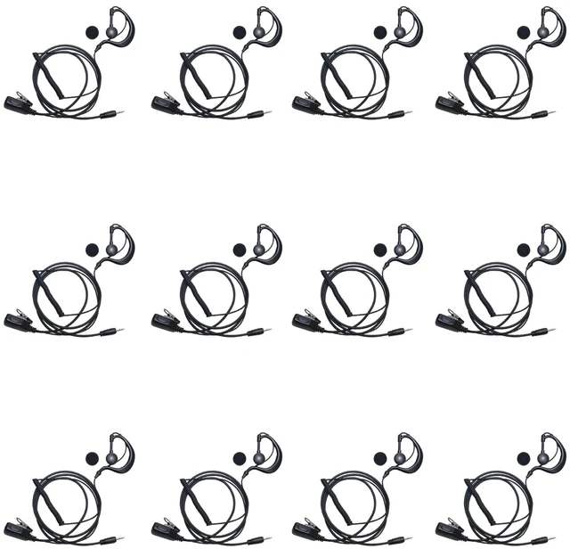 Main image of HEOPBIRD G-Shape Earpiece Compatible with Cobra PX650 12-Pack | 12-count soft rubber earloop headsets featuring inline PTT mic for CXT195 CX112 ACXT1035R 1-pin walkie talkies.