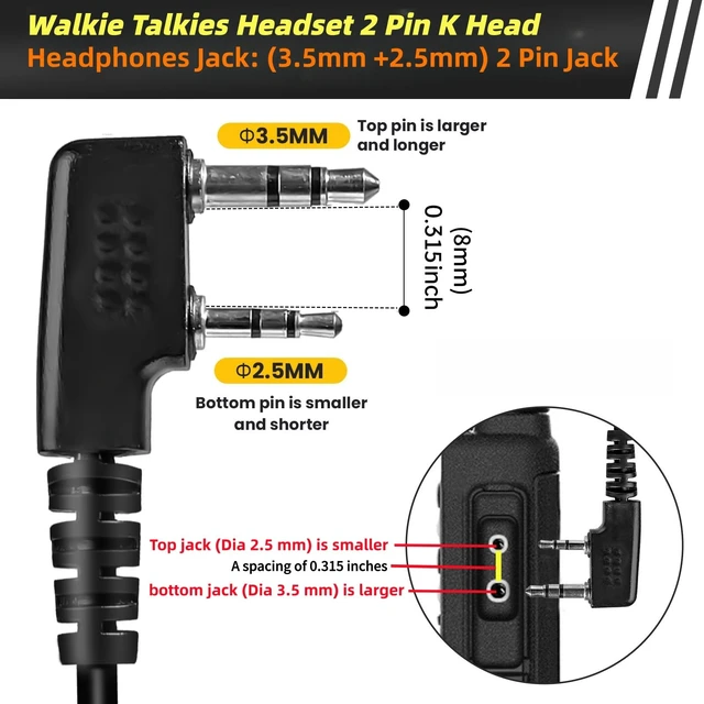 Alt view image 4 of 6 - VistaRise 10pcs Walkie Talkie Earpiece with Mic for Retevis Pxton Baofeng | K-Type 2-Pin, Ear Hooks Two-Way Radio Headset Compatible with Kenwood, Wouxun, SAMCOM Walkie Talkies