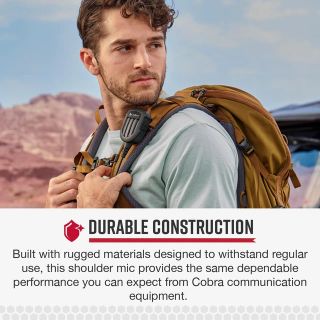 Alt view image 5 of 7 - Cobra Shoulder Speaker Microphone | Speaker Mic with Push-To-Talk Button for Cobra Two-Way Radios with 2.5mm Plug
