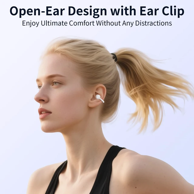 Alt view image 7 of 7 - GAGAAL Open Ear Earbuds, Clip on Ear Buds with HD Sound,80H Play Bluetooth 5.3 Wireless Headphones,IPX5 Waterproof Earbuds Comfortable Lightweight Workout Headphones for GymWhite
