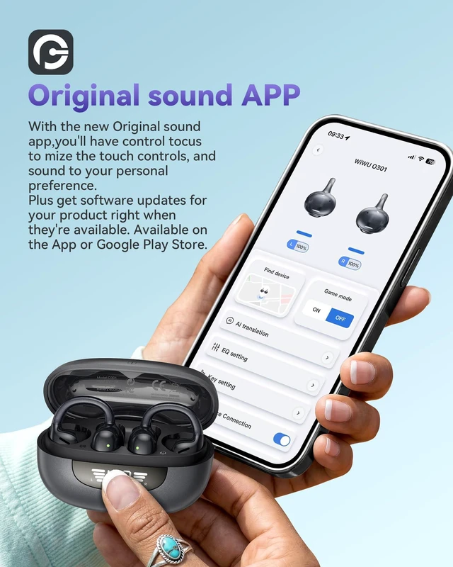 Alt view image 3 of 7 - Clip On Earbuds, Open Ear Earbuds Bluetooth 6.0, Sport Clip Headphones | Wireless Headphones with Mic, Digital LED Display, ENC, IPX5, AI, Customize EQ, 48H Playtime for Driving Running Cycling
