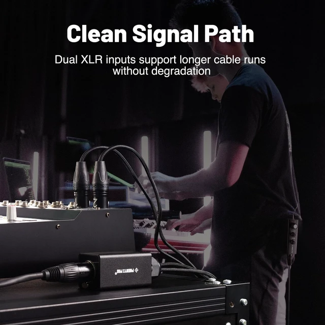 Alt view image 3 of 7 - Phenyx Pro Dual-Channel Portable Wired in-Ear Monitor System PWM-10 | 2 XLR Inputs, Stereo/Mono Mode, DC/2 AAA Power, Portable IEM Amp, Stage, Bands, Recording