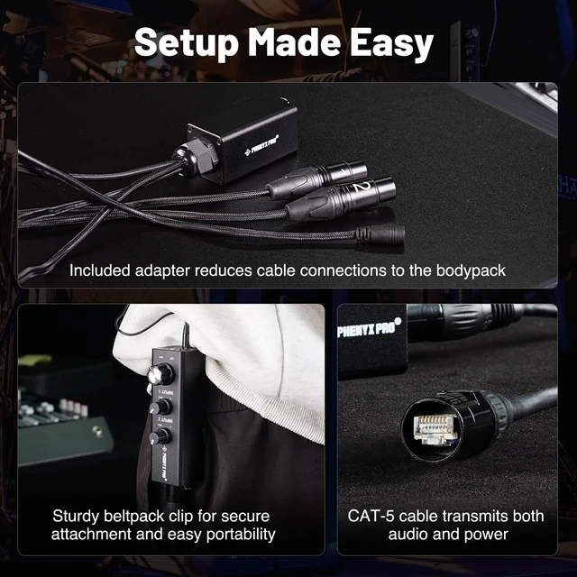 Alt view image 7 of 7 - Phenyx Pro Dual-Channel Portable Wired in-Ear Monitor System PWM-10 | 2 XLR Inputs, Stereo/Mono Mode, DC/2 AAA Power, Portable IEM Amp, Stage, Bands, Recording