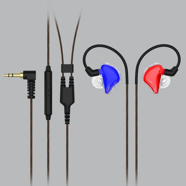 Alt view image 4 of 7 - BASN Bmaster Triple Drivers in Ear Monitor, Noise Isolation Musician IEM | Professional Drummer Earphone with Powerful Bass for Stage IEM System,1.5m Detachable Mic and Silver-plated Cables (Red/Blue)