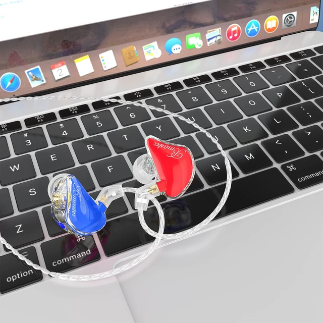Alt view image 7 of 7 - BASN Bmaster Triple Drivers in Ear Monitor, Noise Isolation Musician IEM | Professional Drummer Earphone with Powerful Bass for Stage IEM System,1.5m Detachable Mic and Silver-plated Cables (Red/Blue)