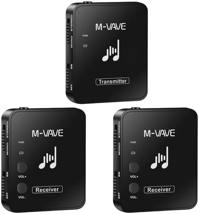Main image of M-VAVE WP-10 Wireless in Ear Monitor System,Stereo IEM System,2.4GHz Rechargeable Low Latency IEM System, Auto Pairing,One to Many Wireless IEM System Transmitter Receiver System (WP-10 (1T & 2R))