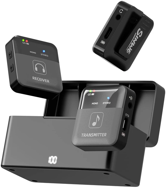 Main image of SINWE Wireless In-Ear Monitor System, 2.4GHz IEM with Charging Case | 30H Battery Life, 24bit/48kHz HD Audio, Auto-Pairing 1 TX to 2 RX, OTG Support for Studio, Live, Stage, Church & Band