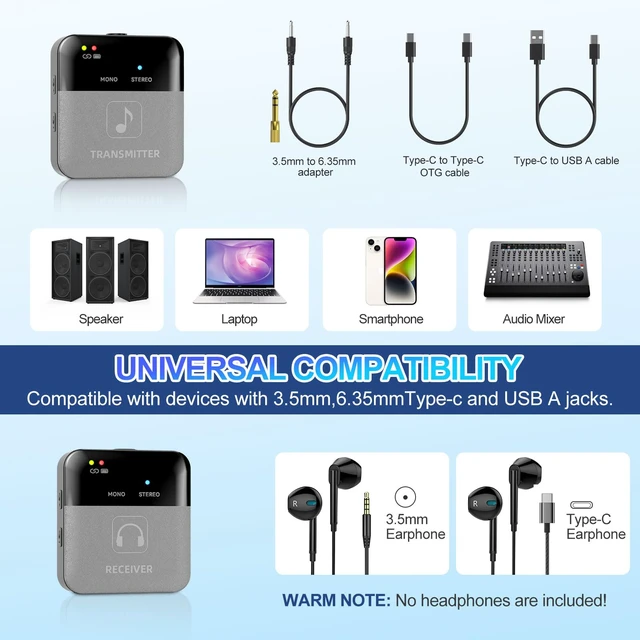 Alt view image 7 of 7 - SINWE Wireless In-Ear Monitor System, 2.4GHz IEM with Charging Case | 30H Battery Life, 24bit/48kHz HD Audio, Auto-Pairing 1 TX to 2 RX, OTG Support for Studio, Live, Stage, Church & Band