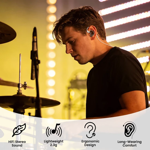 Alt view image 2 of 7 - BASN Bmaster Triple-Driver Driver in-Ear Monitors for Musicians, Earth | Powerful-Bass, Noise-Isolating Wired IEMs with HiFi Stereo Sound for Musicians, Singers, Drummers, Stage and Studio