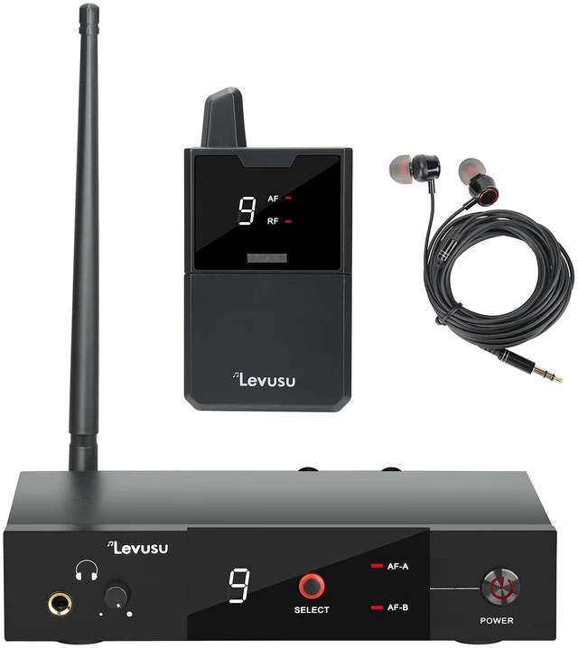 Main image of Levusu UHF Wireless in-Ear Monitor System with Earphone,180Ft, Rack Mount, Professional IEM Stereo System Transmitter and Beltpack for Studio, Guitar, Band Rehearsal, Live Performance (1 Bodypack)
