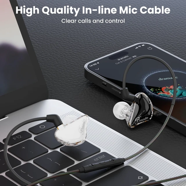 Alt view image 5 of 7 - Bmaster in Ear Monitor Headphone, 2DD+1BA Triple Drivers Musician IEM | Noise-Isolating IEM Earbud with Deep Bass for Drummer Audio Monitoring,Two MMCX Cables,Custom Fit for Stage Use(White/Black)