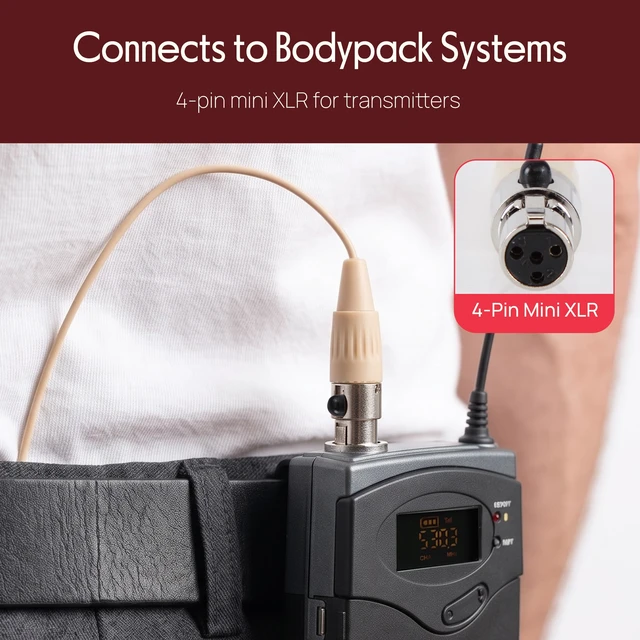 Alt view image 3 of 7 - Pyle Headset Boom Mini XLR Microphone (2-Pack) | Omnidirectional microphone with flexible boom, back electret condenser capsule, and 4-Pin mini wireless XLR compatibility