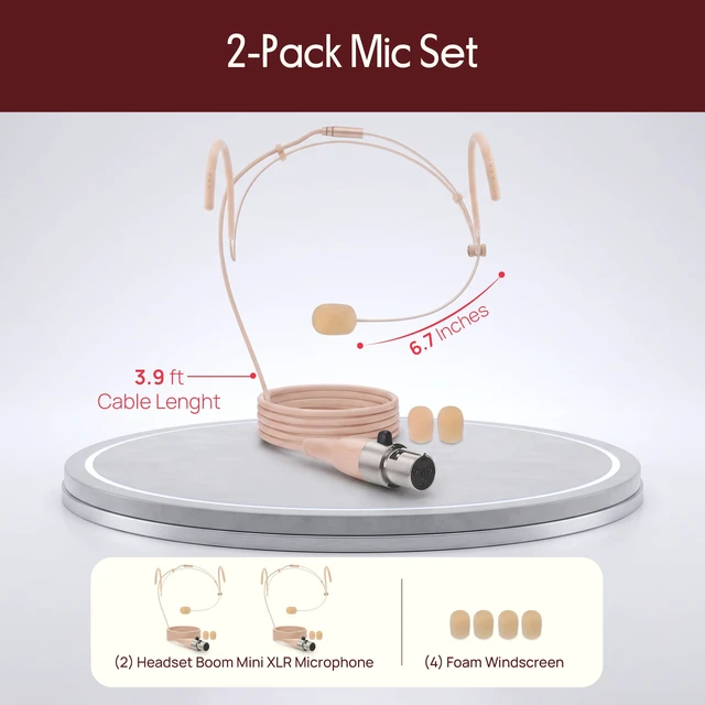 Alt view image 7 of 7 - Pyle Headset Boom Mini XLR Microphone (2-Pack) | Omnidirectional microphone with flexible boom, back electret condenser capsule, and 4-Pin mini wireless XLR compatibility