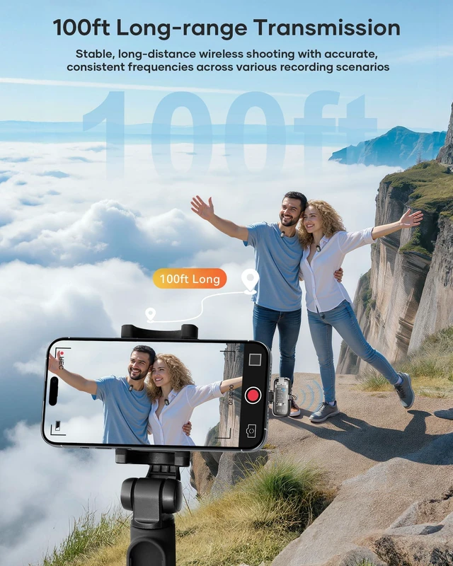Alt view image 5 of 7 - KUKIHO Mini 2 Wireless Lavalier Microphones for iPhone 15/16/17 & Android, 3-Level Noise Reduction, Plug & Play, 36H Battery with Charging Case, Wireless Lapel Mic for Video Recording, Vlogging
