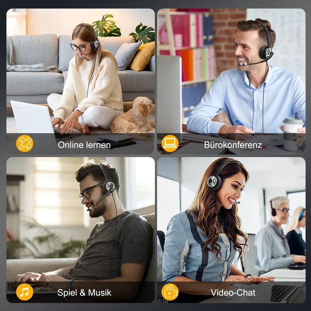 Alt view image 6 of 6 - MAIRDI USB Headset With Microphone for Computer, PC, Laptop - Noise Canceling for Teams, Zoom, Office, Call Center, VoIP Phone Calls - Dictation for Dragon Voice Recognition