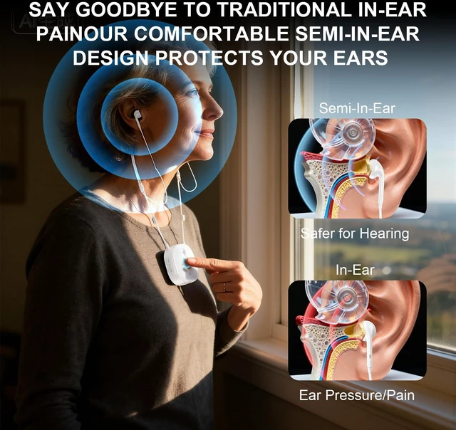 Alt view image 7 of 7 - PROW Wireless TV Headphones for Seniors, Neckband Semi-in-Ear TV with Independent L/R Volume Adjustment, Large Buttons, Lightweight, Support USB/Optical/RCA/3.5mm Connections for Most TVs