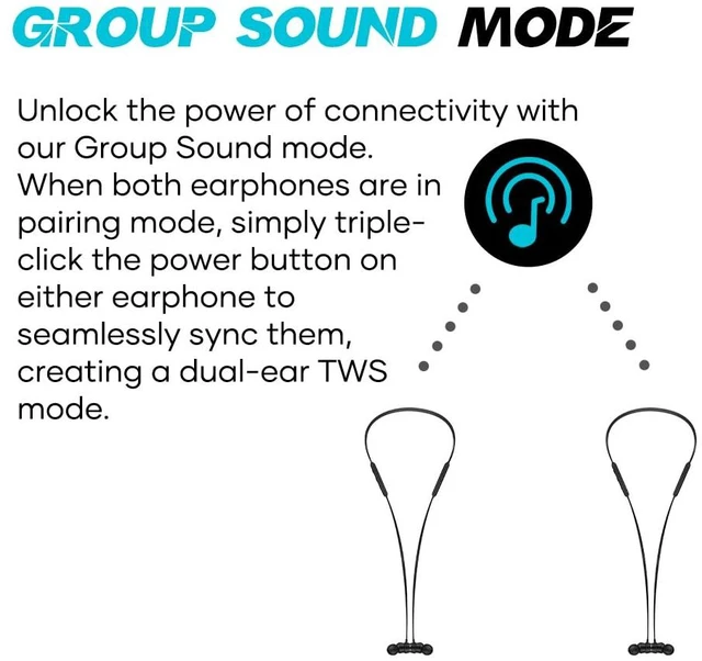 Alt view image 4 of 7 - WAVEFUN Neckband Bluetooth Headphones, Flex Pro Wireless Earbuds Deep Bass in-Ear Wireless Headphones Neckband with Gaming Mode,Clean Calls,Quick Charging 12Hours Playtime,Group Sound Mode